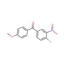 COc1ccc(C(=O)c2ccc(Cl)c([N+](=O)[O-])c2)cc1 ZINC000000366921