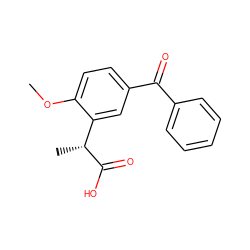 COc1ccc(C(=O)c2ccccc2)cc1[C@@H](C)C(=O)O ZINC000013558298
