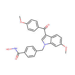 COc1ccc(C(=O)c2cn(Cc3ccc(C(=O)NO)cc3)c3cc(OC)ccc23)cc1 ZINC001772656221