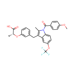 COc1ccc(C(=O)n2c(C)c(Cc3cccc(O[C@H](C)C(=O)O)c3)c3cc(OC(F)(F)F)ccc32)cc1 ZINC000001551626