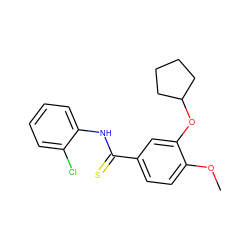 COc1ccc(C(=S)Nc2ccccc2Cl)cc1OC1CCCC1 ZINC000013736983