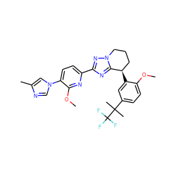 COc1ccc(C(C)(C)C(F)(F)F)cc1[C@@H]1CCCn2nc(-c3ccc(-n4cnc(C)c4)c(OC)n3)nc21 ZINC000149105274