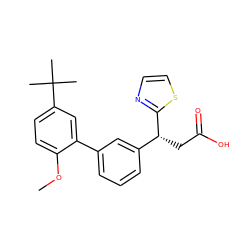 COc1ccc(C(C)(C)C)cc1-c1cccc([C@@H](CC(=O)O)c2nccs2)c1 ZINC001772613719