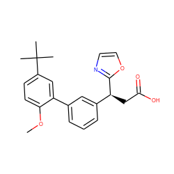 COc1ccc(C(C)(C)C)cc1-c1cccc([C@H](CC(=O)O)c2ncco2)c1 ZINC001772602122