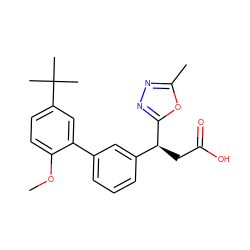 COc1ccc(C(C)(C)C)cc1-c1cccc([C@H](CC(=O)O)c2nnc(C)o2)c1 ZINC001772611114