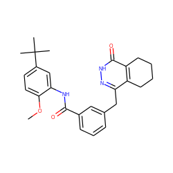 COc1ccc(C(C)(C)C)cc1NC(=O)c1cccc(Cc2n[nH]c(=O)c3c2CCCC3)c1 ZINC000167016736