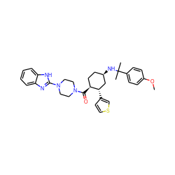 COc1ccc(C(C)(C)N[C@@H]2CC[C@H](C(=O)N3CCN(c4nc5ccccc5[nH]4)CC3)[C@@H](c3ccsc3)C2)cc1 ZINC000073223515