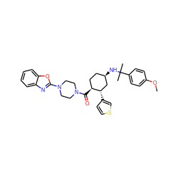 COc1ccc(C(C)(C)N[C@@H]2CC[C@H](C(=O)N3CCN(c4nc5ccccc5o4)CC3)[C@@H](c3ccsc3)C2)cc1 ZINC000073222105
