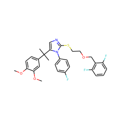 COc1ccc(C(C)(C)c2cnc(SCCOCc3c(F)cccc3F)n2-c2ccc(F)cc2)cc1OC ZINC000145736210