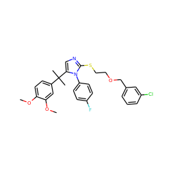 COc1ccc(C(C)(C)c2cnc(SCCOCc3cccc(Cl)c3)n2-c2ccc(F)cc2)cc1OC ZINC000145870055