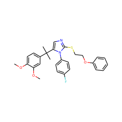 COc1ccc(C(C)(C)c2cnc(SCCOc3ccccc3)n2-c2ccc(F)cc2)cc1OC ZINC000145842629