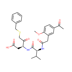 COc1ccc(C(C)=O)cc1CC(=O)N[C@H](C(=O)N[C@@H](CC(=O)O)C(=O)CSCc1ccccc1)C(C)C ZINC000014947297