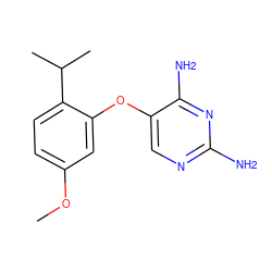 COc1ccc(C(C)C)c(Oc2cnc(N)nc2N)c1 ZINC000040979920