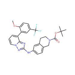 COc1ccc(C(F)(F)F)cc1-c1cccn2nc(Nc3ccc4c(c3)CCN(C(=O)OC(C)(C)C)C4)nc12 ZINC000096169839