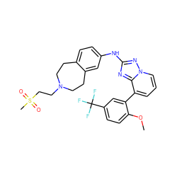 COc1ccc(C(F)(F)F)cc1-c1cccn2nc(Nc3ccc4c(c3)CCN(CCS(C)(=O)=O)CC4)nc12 ZINC000096169825