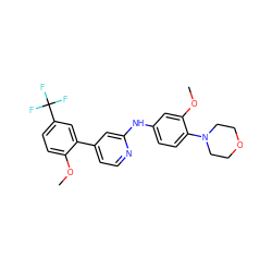 COc1ccc(C(F)(F)F)cc1-c1ccnc(Nc2ccc(N3CCOCC3)c(OC)c2)c1 ZINC000095597575