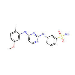 COc1ccc(C)c(Nc2ccnc(Nc3cccc(S(N)(=O)=O)c3)n2)c1 ZINC000028950557