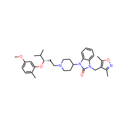 COc1ccc(C)c(O[C@@H](CCN2CCC(n3c(=O)n(Cc4c(C)noc4C)c4ccccc43)CC2)C(C)C)c1 ZINC000029061753