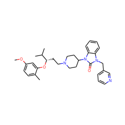 COc1ccc(C)c(O[C@@H](CCN2CCC(n3c(=O)n(Cc4cccnc4)c4ccccc43)CC2)C(C)C)c1 ZINC000029064228