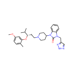 COc1ccc(C)c(O[C@@H](CCN2CCC(n3c(=O)n(Cc4cn[nH]n4)c4ccccc43)CC2)C(C)C)c1 ZINC000029062365