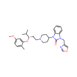 COc1ccc(C)c(O[C@@H](CCN2CCC(n3c(=O)n(Cc4cocn4)c4ccccc43)CC2)C(C)C)c1 ZINC000029061972