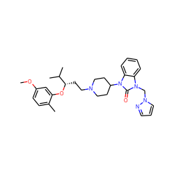 COc1ccc(C)c(O[C@@H](CCN2CCC(n3c(=O)n(Cn4cccn4)c4ccccc43)CC2)C(C)C)c1 ZINC000029063594