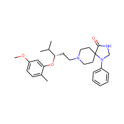 COc1ccc(C)c(O[C@@H](CCN2CCC3(CC2)C(=O)NCN3c2ccccc2)C(C)C)c1 ZINC000028875033