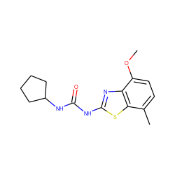 COc1ccc(C)c2sc(NC(=O)NC3CCCC3)nc12 ZINC000084708667