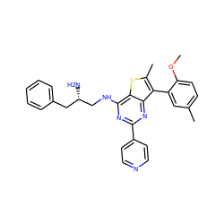 COc1ccc(C)cc1-c1c(C)sc2c(NC[C@@H](N)Cc3ccccc3)nc(-c3ccncc3)nc12 ZINC000223683658