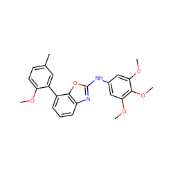 COc1ccc(C)cc1-c1cccc2nc(Nc3cc(OC)c(OC)c(OC)c3)oc12 ZINC000169328314