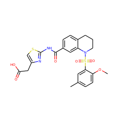 COc1ccc(C)cc1S(=O)(=O)N1CCCc2ccc(C(=O)Nc3nc(CC(=O)O)cs3)cc21 ZINC000139526347