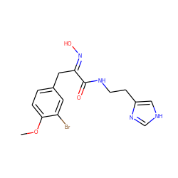 COc1ccc(C/C(=N\O)C(=O)NCCc2c[nH]cn2)cc1Br ZINC000014828480