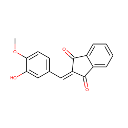 COc1ccc(C=C2C(=O)c3ccccc3C2=O)cc1O ZINC000004204862