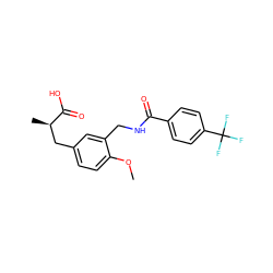 COc1ccc(C[C@@H](C)C(=O)O)cc1CNC(=O)c1ccc(C(F)(F)F)cc1 ZINC000028652294