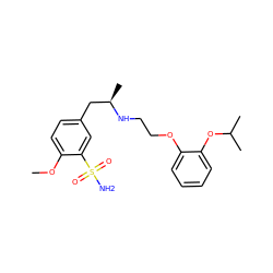 COc1ccc(C[C@@H](C)NCCOc2ccccc2OC(C)C)cc1S(N)(=O)=O ZINC000066258857