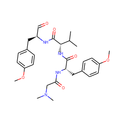 COc1ccc(C[C@@H](C=O)NC(=O)[C@@H](NC(=O)[C@H](Cc2ccc(OC)cc2)NC(=O)CN(C)C)C(C)C)cc1 ZINC000028336397