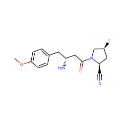 COc1ccc(C[C@@H](N)CC(=O)N2C[C@@H](F)C[C@H]2C#N)cc1 ZINC000299831737