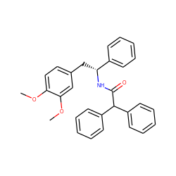 COc1ccc(C[C@@H](NC(=O)C(c2ccccc2)c2ccccc2)c2ccccc2)cc1OC ZINC000013741233