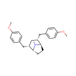 COc1ccc(C[C@@H]2C[C@H](Cc3ccc(OC)cc3)[C@H]3CC[C@H]2N3C)cc1 ZINC000101027922