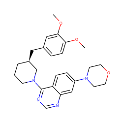 COc1ccc(C[C@@H]2CCCN(c3ncnc4cc(N5CCOCC5)ccc34)C2)cc1OC ZINC000205122156