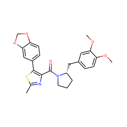 COc1ccc(C[C@@H]2CCCN2C(=O)c2nc(C)sc2-c2ccc3c(c2)OCO3)cc1OC ZINC000653786118