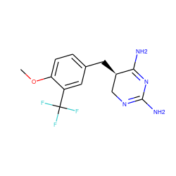 COc1ccc(C[C@@H]2CN=C(N)N=C2N)cc1C(F)(F)F ZINC000013757814