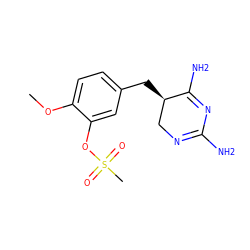 COc1ccc(C[C@@H]2CN=C(N)N=C2N)cc1OS(C)(=O)=O ZINC000013757884