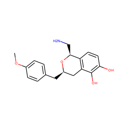 COc1ccc(C[C@@H]2Cc3c(ccc(O)c3O)[C@H](CN)O2)cc1 ZINC000013823807