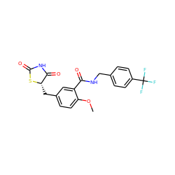 COc1ccc(C[C@@H]2SC(=O)NC2=O)cc1C(=O)NCc1ccc(C(F)(F)F)cc1 ZINC000001486389