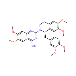 COc1ccc(C[C@@H]2c3cc(OC)c(OC)cc3CCN2c2nc(N)c3cc(OC)c(OC)cc3n2)cc1OC ZINC000001543304