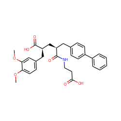 COc1ccc(C[C@H](C[C@@H](Cc2ccc(-c3ccccc3)cc2)C(=O)NCCC(=O)O)C(=O)O)cc1OC ZINC000013741330
