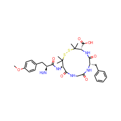 COc1ccc(C[C@H](N)C(=O)N[C@H]2C(=O)NCC(=O)N[C@@H](Cc3ccccc3)C(=O)N[C@@H](C(=O)O)C(C)(C)SSC2(C)C)cc1 ZINC000027524379