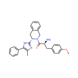 COc1ccc(C[C@H](N)C(=O)N2Cc3ccccc3C[C@H]2c2nc(C)c(-c3ccccc3)[nH]2)cc1 ZINC000036216189