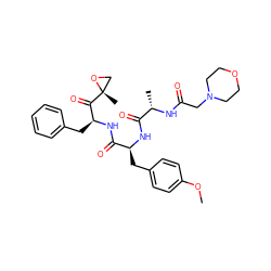 COc1ccc(C[C@H](NC(=O)[C@H](C)NC(=O)CN2CCOCC2)C(=O)N[C@@H](Cc2ccccc2)C(=O)[C@@]2(C)CO2)cc1 ZINC000043207593